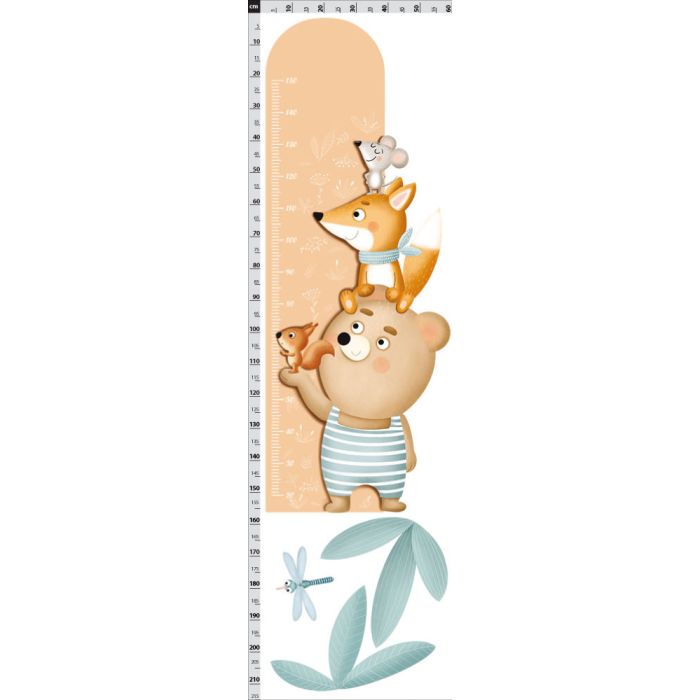 Meter lesné zvieratká oranžový - nálepka na stenu