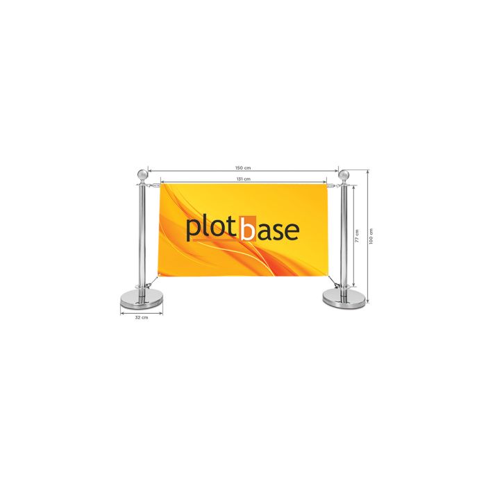 Banner Plotbase na mobilnej zábrane s rozmermi