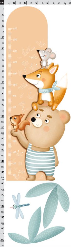 Meter lesné zvieratká oranžový - nálepka na stenu