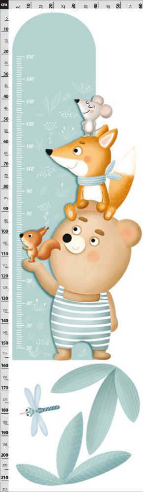 Nálepky na stenu meter lesné zvieratká tyrkysový