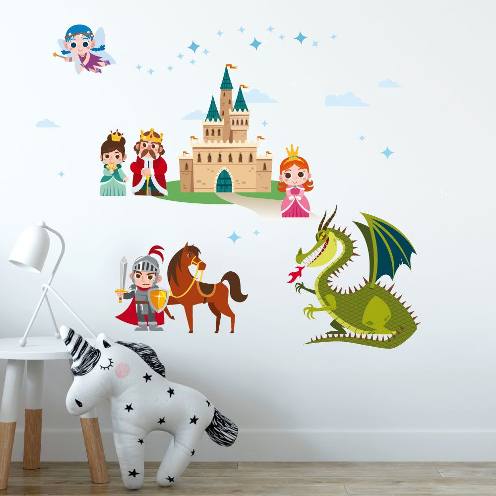 Nálepky na stenu rytier a princezná