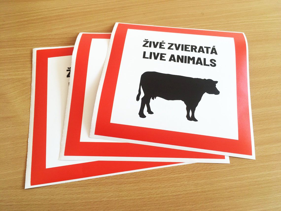 nálepka preprava živých zvierat