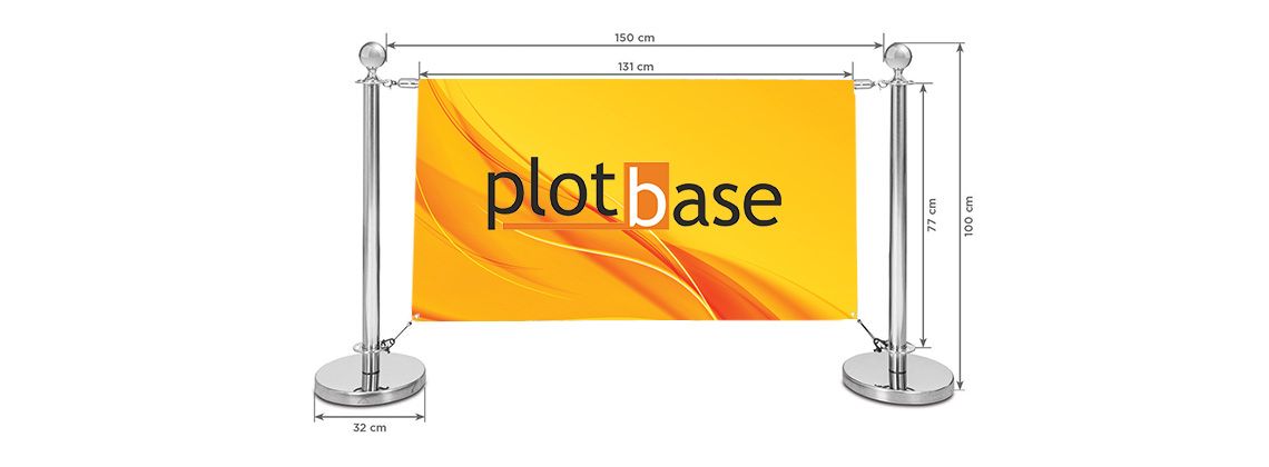 Banner Plotbase na mobilnej zábrane s rozmermi