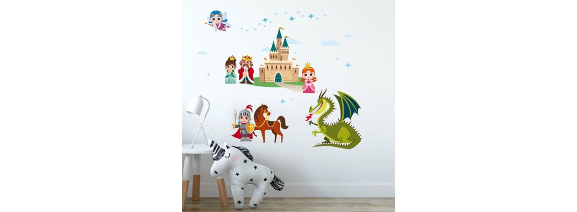 Nálepky na stenu rytier a princezná