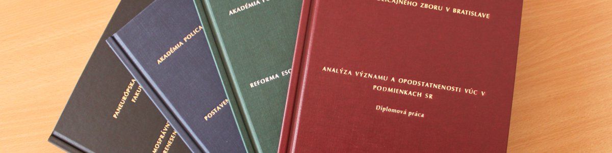 viazanie diplomoviek a bakaláriek - čierna, modrá, zelená a bordová farba dosiek