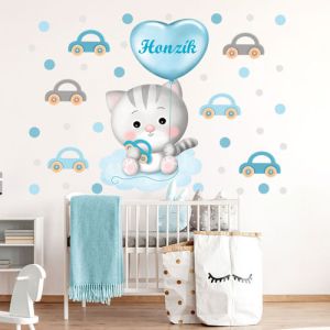 Kocúrik s vlastným menom - nálepka na stenu