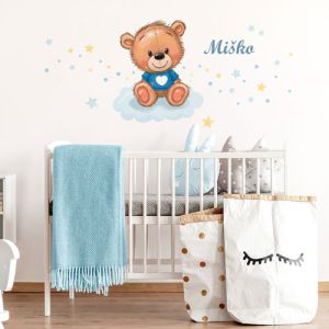 Medvídok s menom modrá - nálepka na stenu