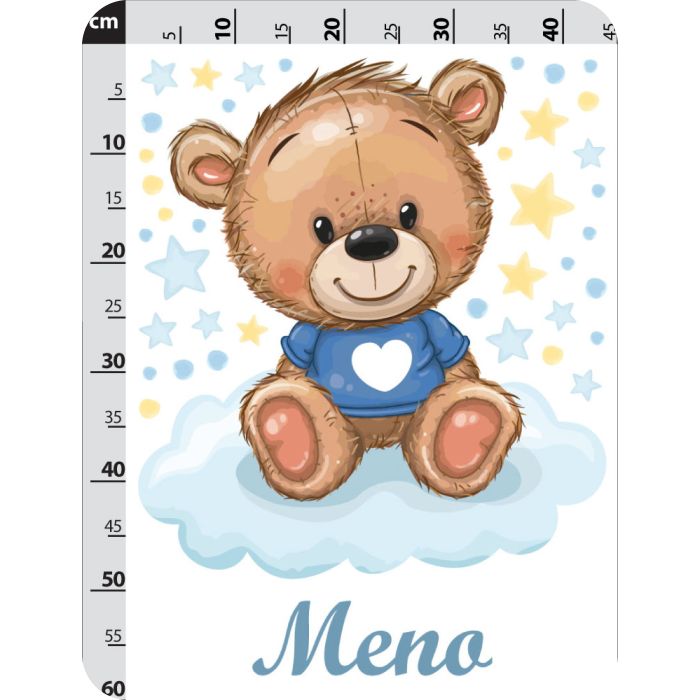Nálepky na stenu medvídok s menom modrá