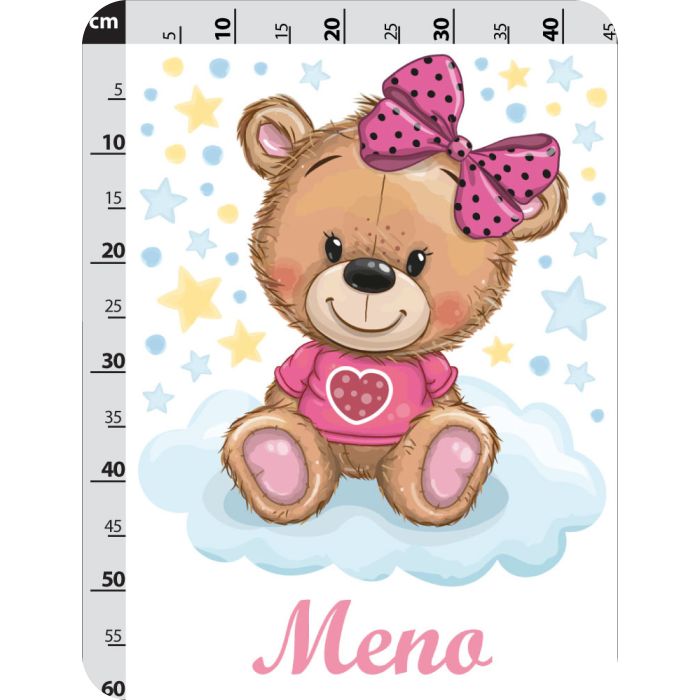 Nálepky na stenu medvídok s menom ružová