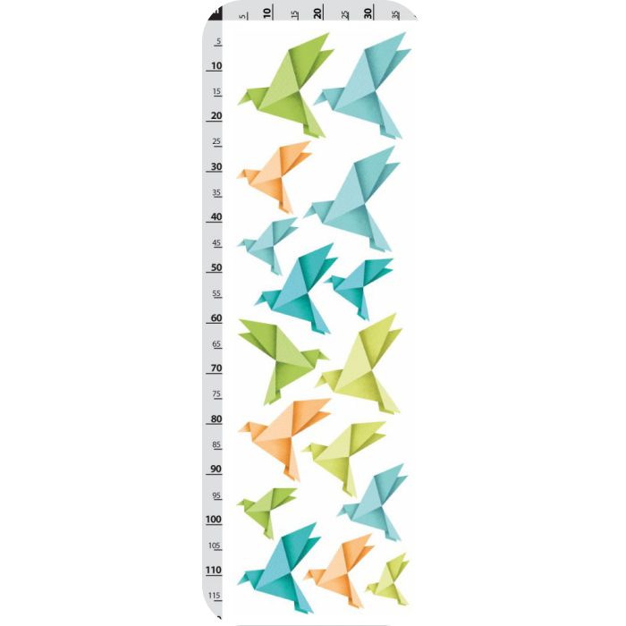Origami vtáčiky - oranžové, zelené a modré - nálepka na stenu