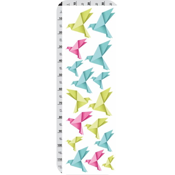 Origami vtáčiky - ružové, zelené a modré - nálepka na stenu