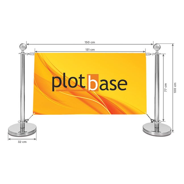 Banner Plotbase na mobilnej zábrane s rozmermi