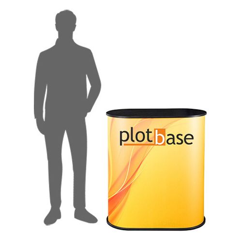 Oválny prezentačný pult s potlačou Plotbase