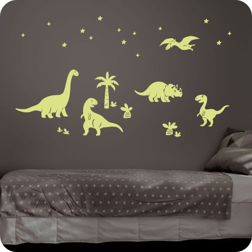 Nálepky na stenu dinosaury svietiace v tme