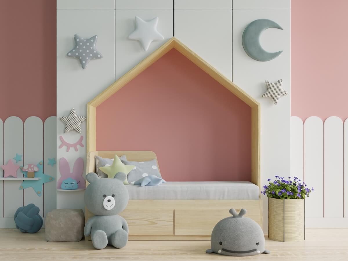 3D dekorácie hviezdičky na stene detskej izby.