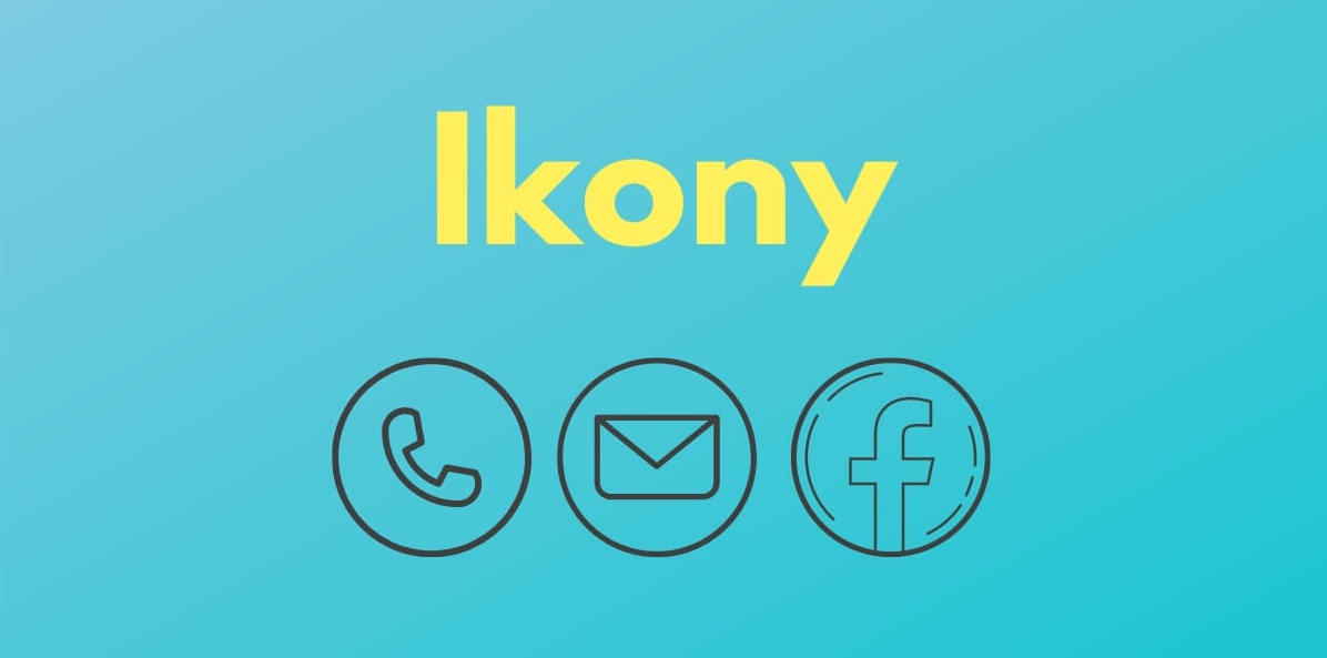 Ikony telefónu, emailu a Facebooku.