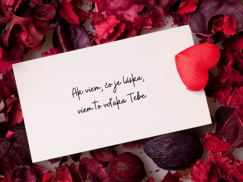 Romantický citát na valentínke.