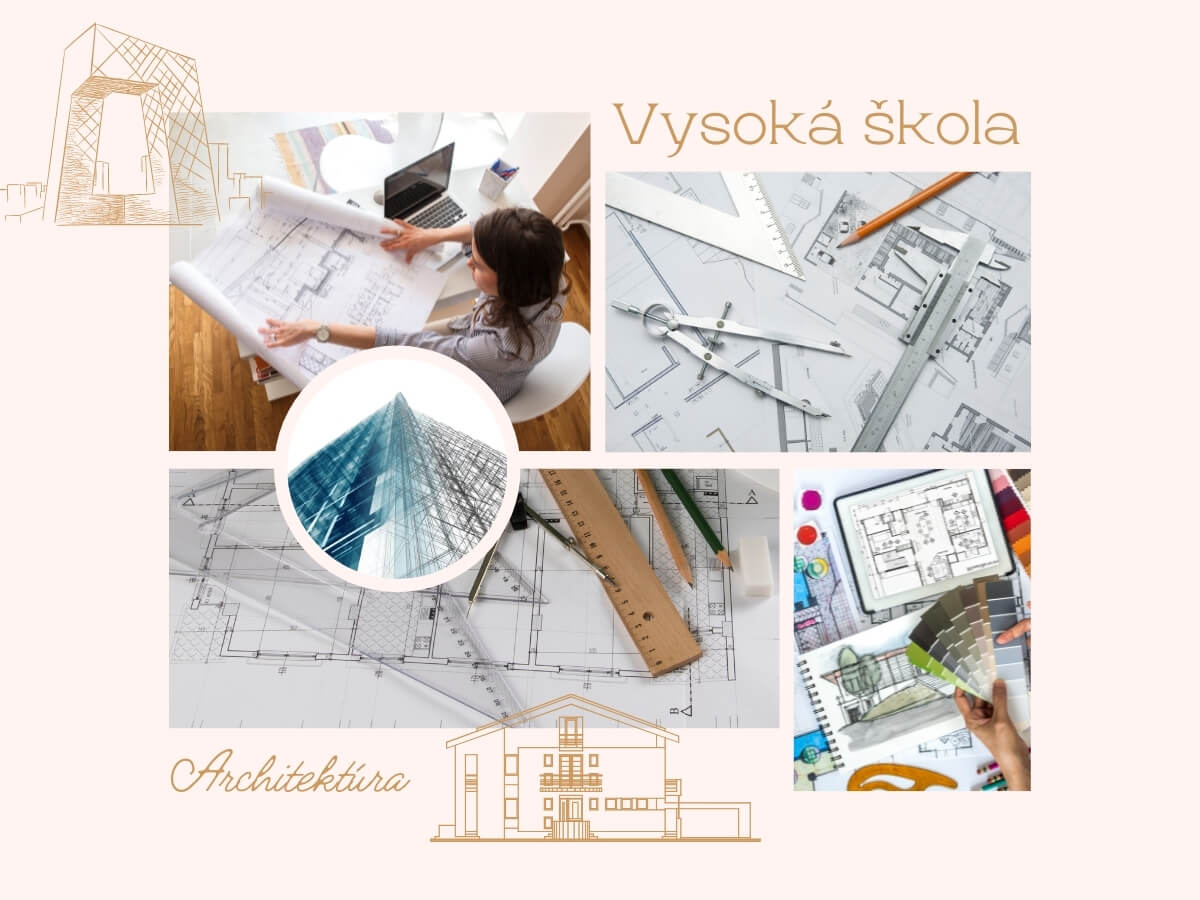 Vision board štúdia na vysokej škole architektúry.