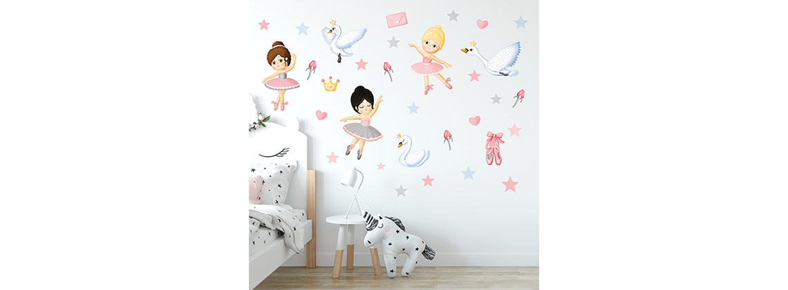 Nálepky na stenu baletky S