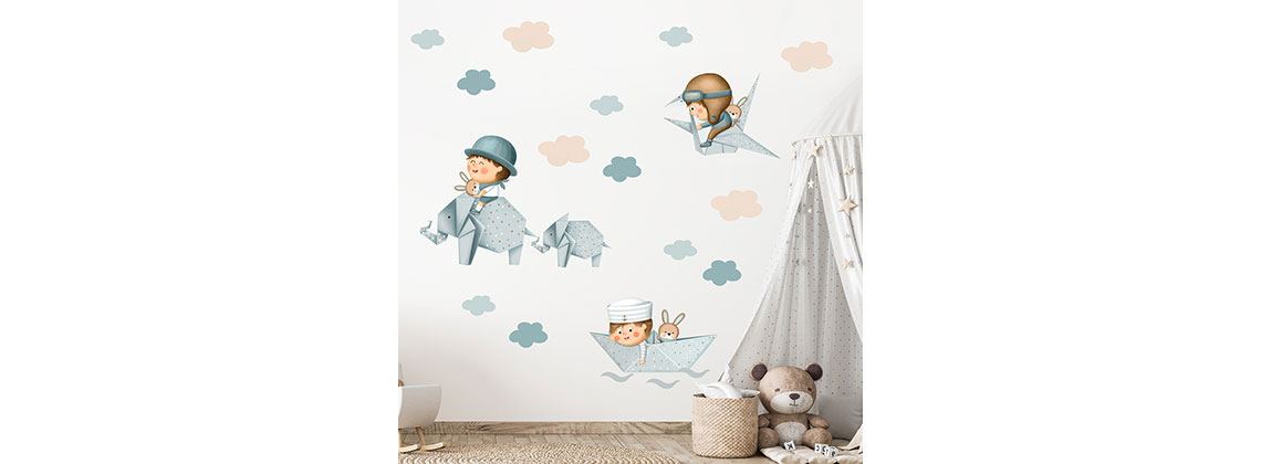 Nálepky na stenu papierové slony